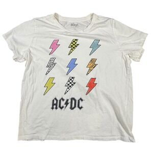 AC/DC T-Shirt White XXL‎ Lightning Bolt Graphic Band Tee Rock and Roll